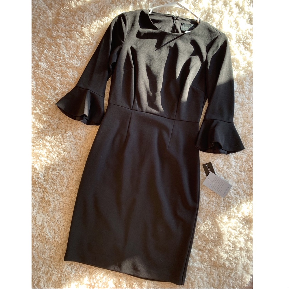 Donna Morgan ruffle cuff sheath dress